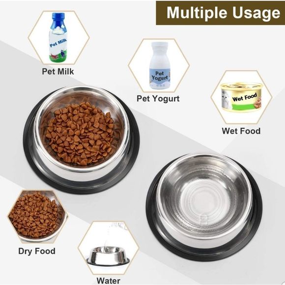 LEACOOLKEY Stainless Steel 2 Pack Dog/Cat Bowls New With Tags  Sz. Sall - Picture 5 of 16